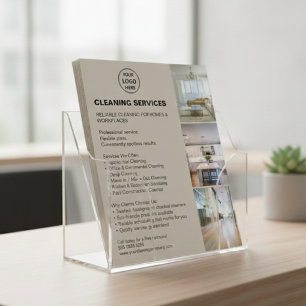 Moderne Reinigungsdienstleistungen Foto-Logo Beige Flyer