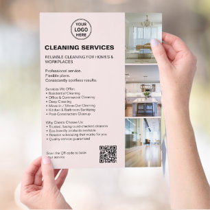 Moderne Reinigungsdienstleistungen Foto Logo QR Flyer
