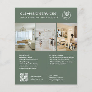 Moderne Reinigungsdienstleistungen in Salbeigrün Q Flyer
