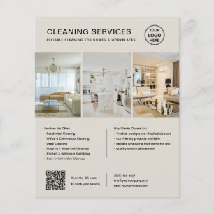 Moderne Reinigungsdienstleistungen QR-Geschäft Flyer