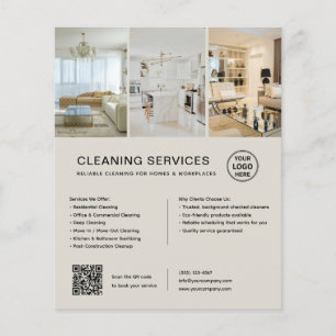 Moderne Reinigungsdienstleistungen QR Unternehmen Flyer