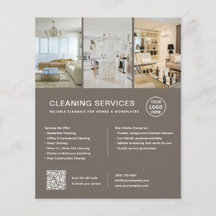 Moderne Reinigungsdienstleistungen Taupe QR Geschä Flyer