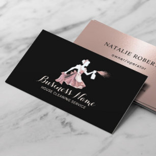 Moderne Reinigungsservice Rose Gold & Black Visitenkarte