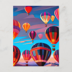Moderne Reise Heißluftballon Himmel Festival Feiertagspostkarte