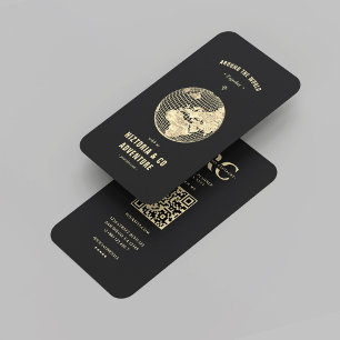 Moderne Reiseagentur Black Gold Globe Reisende Visitenkarte