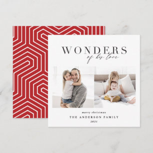 Moderne religiöse 2 Foto Weihnachtsrot geometrisch Feiertagskarte