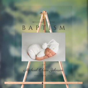 Moderne religiöse Kreuz-Foto-Junge-Taufe-Willkomme Acrylschild