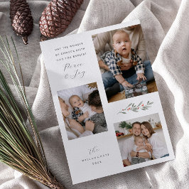 Moderne religiöse Weihnachtsgrün Multi Foto Feiertagskarte