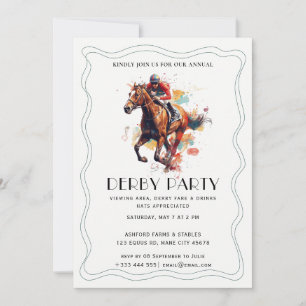 Moderne Rennpferd Derby-Party Reitsport-Einladung Einladung