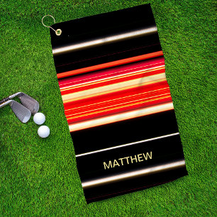 Moderne Rennstreifen Red Black Gold Personalisiert Golfhandtuch