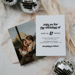 Moderne Retro 70er Hochzeitseinladung Einladung