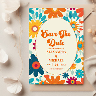 Moderne Retro 70er Jahre Daisy Wedding Save The Date