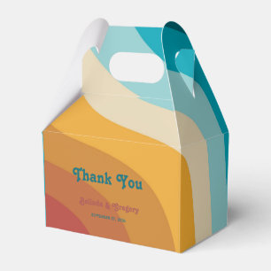 Moderne Retro 70er Jahre farbenfrohe Regenbogenwel Geschenkschachtel