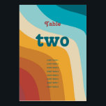 Moderne Retro 70er Jahre farbenfrohe Regenbogenwel Tischnummer<br><div class="desc">Ein wunderschönes 70er Jahre inspiriertes,  farbenfrohes Retro Regenbogen abstrakte Wellen Design. Eine minimalistische Tischnummer mit feinen Motiven und Retro-Farbpalette. Auch die passenden Hochzeitseinladungen und andere Schreibwaren sind verfügbar. Passen Sie die Anzahl an und erwerben Sie jede Tabellennummer individuell,  je nachdem,  wie viele Tischnummern Sie benötigen.</div>