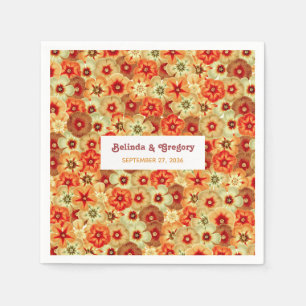 Moderne Retro 70er Jahre Farbige Blumen Hippie-Hoc Serviette