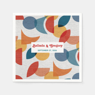 Moderne Retro 70er Jahre Farbige Regenbogenformen Serviette