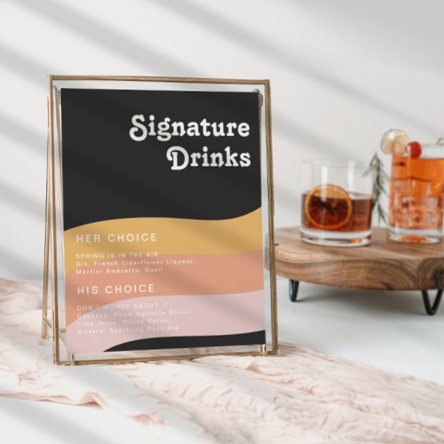 Moderne Retro 70er Jahre Rainbow Dunkle Signature  Poster (Von Creator hochgeladen)