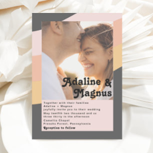 Moderne Retro 70er Jahre Rainbow Dunkles verblasst Einladung