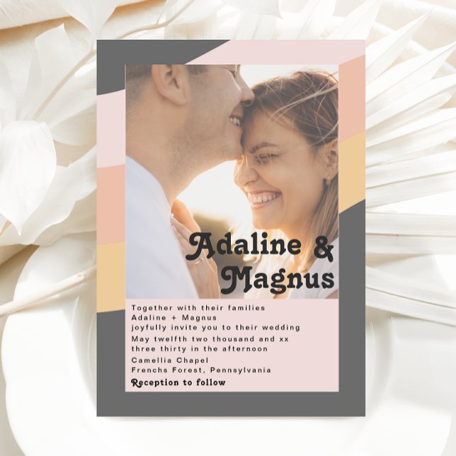 Moderne Retro 70er Jahre Rainbow Dunkles verblasst Einladung (Von Creator hochgeladen)