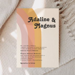 Moderne Retro 70er Jahre Regenbogen Traditionelle Einladung