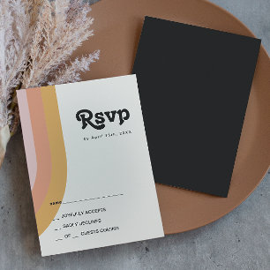 Moderne Retro 70er Rainbow Dark RSVP Card