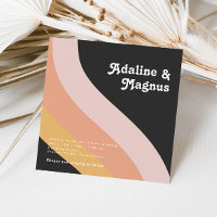 Moderne Retro 70er Rainbow Dark Square Wedding