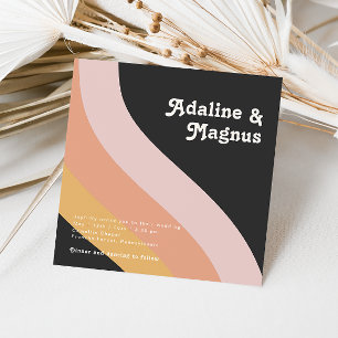Moderne Retro 70er Rainbow Dark Square Wedding Einladung