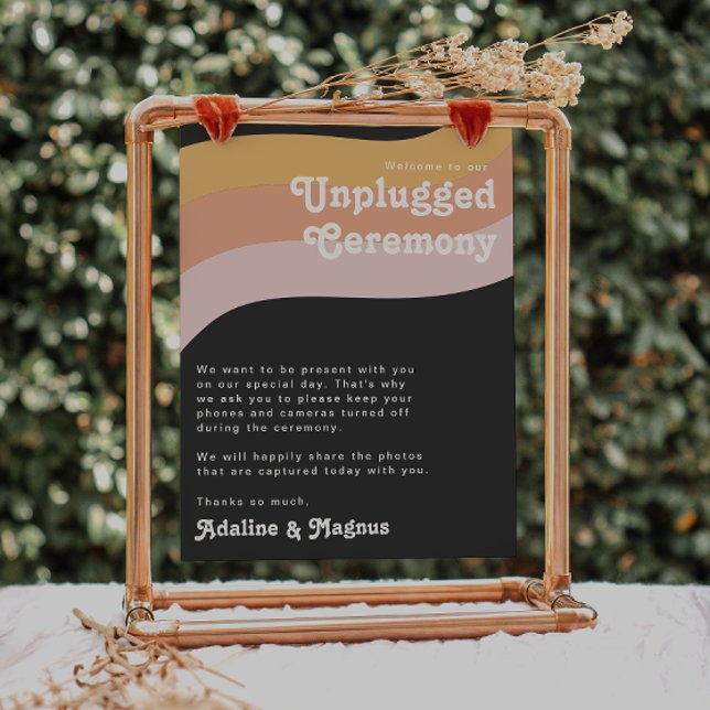 Moderne Retro 70er Rainbow Dark Unplugged Zeremoni Poster (Von Creator hochgeladen)