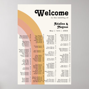 Moderne Retro 70er Regenbogen   Alphabetische Sitz Poster