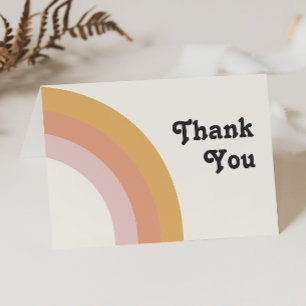 Moderne Retro 70er Regenbogen Gefaltete Dankeska Dankeskarte