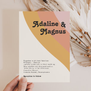 Moderne Retro-70er-Regenbogen-Hochzeit Einladung