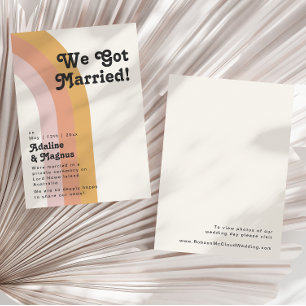 Moderne Retro 70er Regenbogen Hochzeitsankündigung Einladung