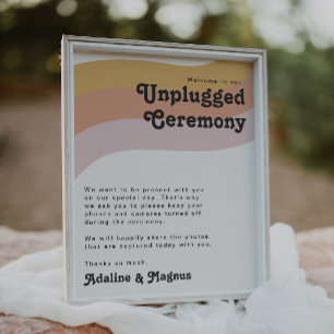Moderne Retro 70er Regenbogen Unplugged Zeremonie Poster