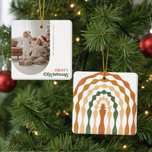 Moderne Retro-Arch-Familienfoto-Weihnachtsfeiertag Ornament Aus Metall