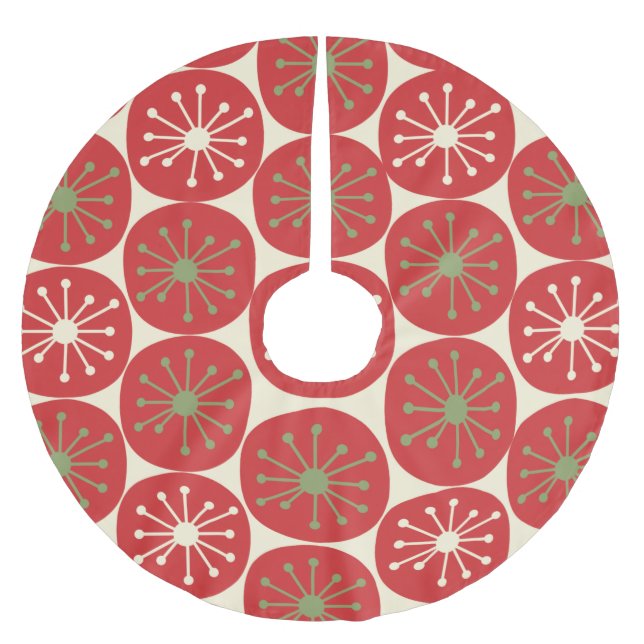 Moderne Retro Atomic Era Weihnachtssteine des Mitt Polyester Weihnachtsbaumdecke (Vorderseite)