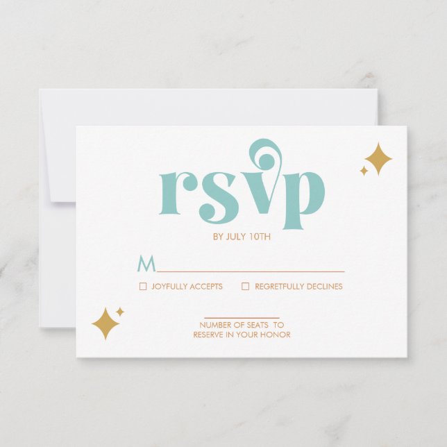 Moderne Retro Beachy Palette Wedding RSVP Card (Vorderseite)