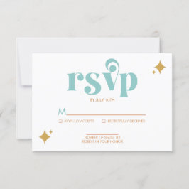 Moderne Retro Beachy Palette Wedding RSVP Card Karte
