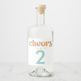 Moderne Retro Beachy Wedding Tischnummer Alkoholflaschenetikett