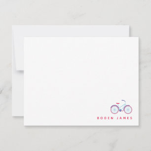 Moderne Retro Bicycle Red Blue Note Card Mitteilungskarte