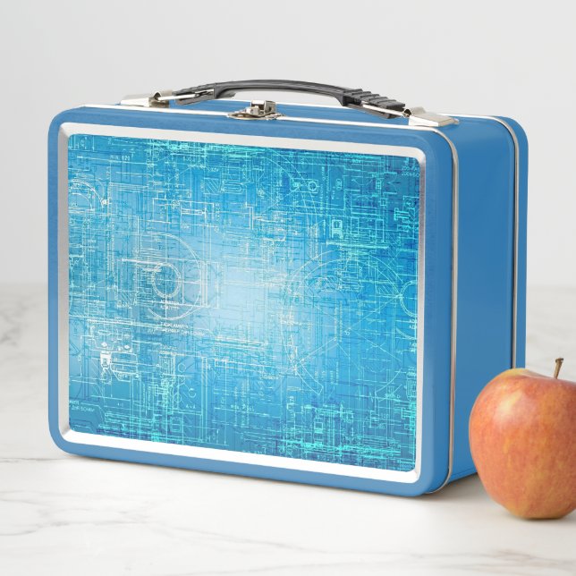 Moderne Retro Blueprint Metal Lunch Box (Beispiel)
