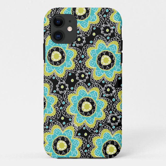 Moderne Retro Blume aquamarin u. Limon Case-Mate iPhone Hülle (Rückseite)