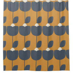 Moderne Retro-Blume: skandinavische Geometrie. Duschvorhang