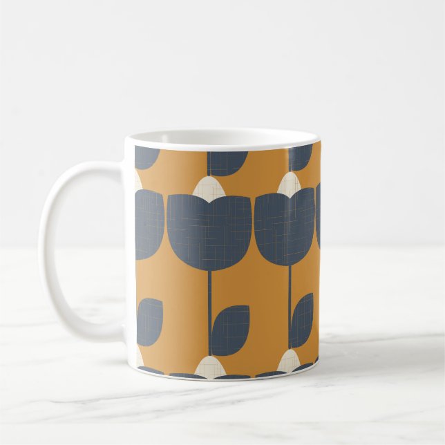 Moderne Retro-Blume: skandinavische Geometrie. Kaffeetasse (Links)