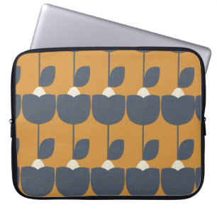 Moderne Retro-Blumen: Skandinavische Geometrie. Laptopschutzhülle