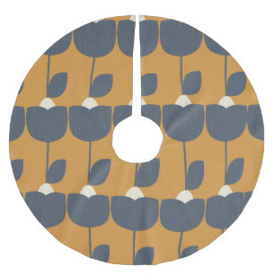 Moderne Retro-Blumen: Skandinavische Geometrie. Polyester Weihnachtsbaumdecke