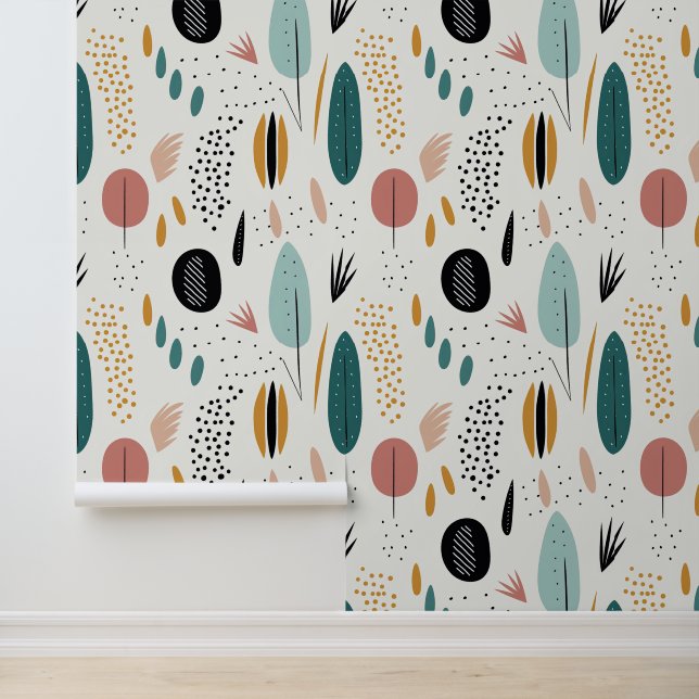 Moderne Retro Boho Abstrakt Collection Tapete (Anwendung)