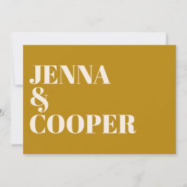 Moderne Retro Bold Art Goldenrod & Linen Wedding Einladung