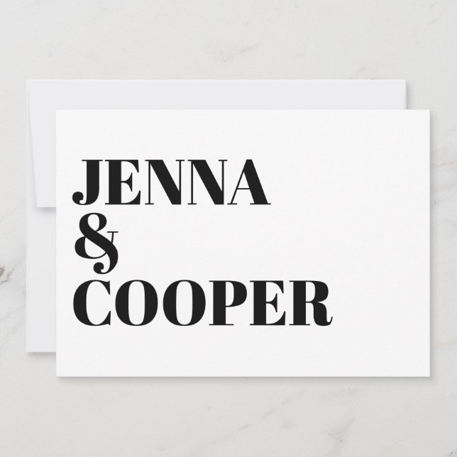 Moderne Retro Bold Typografie Black & White Weddin Einladung (Vorderseite)