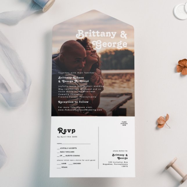 Moderne Retro-Buchstaben verblasstes Foto Siegel u All In One Einladung (Von Creator hochgeladen)