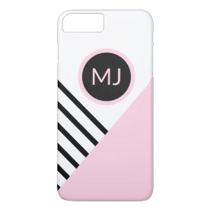 Moderne Retro-Chic-Monogramm-Streifen und Farbbloc Case-Mate iPhone Hülle